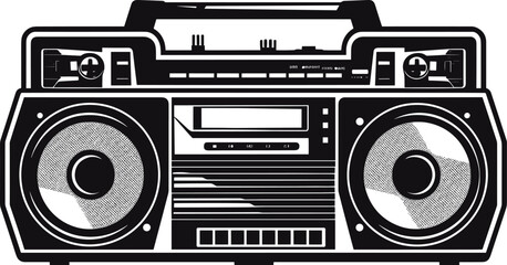 Vintage Boombox Vector for Hip-Hop Music and Street Culture Themes