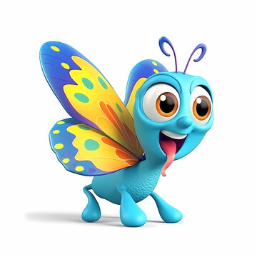 Funny cute 3d Butterfly cartoon character animals