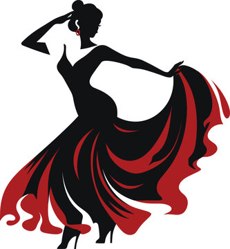 Passionate Flamenco Dancer Silhouette Vector for Cultural Performances