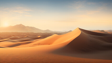 Majestic desert dunes golden sand remote - obrazy, fototapety, plakaty