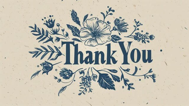 "Thank You" word in animated handwritten text