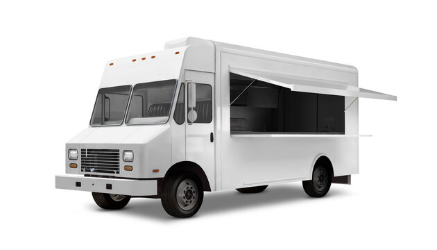 an image of a food truck isolated on a white background