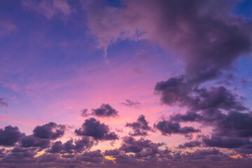Dramatic purple sunset sky background overlay. Ideal for sky replacement	