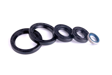 Rubber seals of bearings on a white background