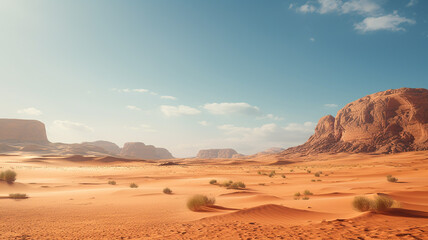 Fototapeta na wymiar Vast arid desert golden sand dunes endless horizons