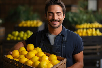Harvest Bounty: Farmer with Yellow Capsicum
