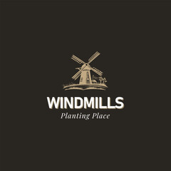 Wind Power Logo, Renewable Energy Concept, Wind Turbine Icon