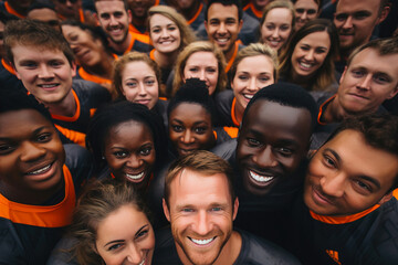 Obraz premium Thriving Diversity: Multi-Racial Team at Tough Mudder