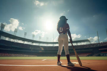 Powerful Hit: African American Woman on Baseball Field