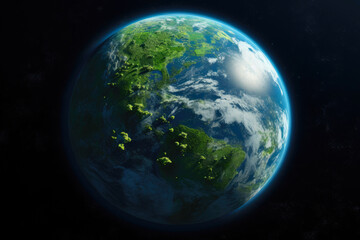 Fototapeta na wymiar Serenity Sphere: Earth's Radiant Green Hues