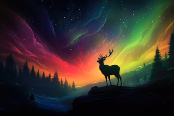 Wilderness Elegance: Antelope and Aurora Symphony