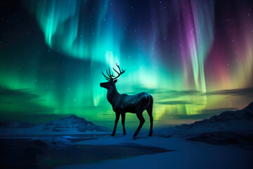 Aurora Dreams: Majestic Antelope in Night's Glow