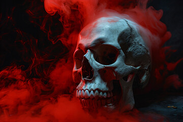 skull with red smoke