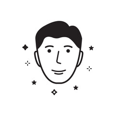 Man with Beauty Face Skin Silhouette Icon. Healthy, Fresh Male Face with Clean Skin Pictogram. Facial Skincare, Hygiene Black Icon. Isolated Vector Illustration.