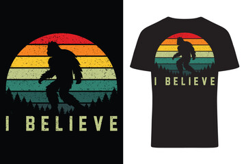 I Believe Retro Vintage Bigfoot T-Shirt