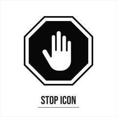 Stop icon .Stop sign icon with hand / palm flat vector icon used in apps and websites.