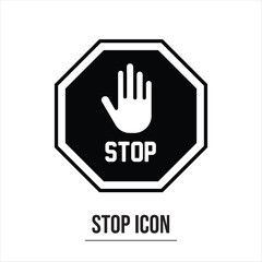 Stop icon .Stop sign icon with hand / palm flat vector icon used in apps and websites.