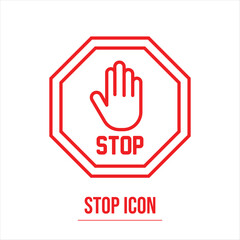 Fototapeta premium Stop icon .Stop sign icon with hand / palm flat vector icon used in apps and websites.