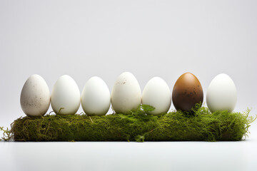 Minimalist Easter Display with Eggs and Greenery
