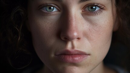 Fototapeta premium An Intimate Portrait of a Young Woman Capturing Her Natural Beauty and Depth