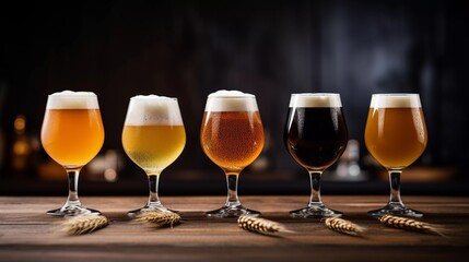 Different Types of Beers Showcased in Specialty Glasses