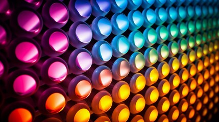 Vibrant Patterns: A Dynamic Array of Colorful LED Lights in a Geometric Formation