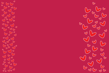 Pink template red hearts like border Background wedding invitations greeting cards posters Birthday vector banner Copy space for your text Valentine's card Greeting card Sipmle design 14 february