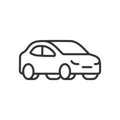 Car from front to side, linear icon. Line with editable stroke