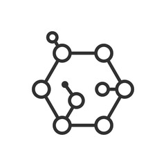 Chemical molecule, linear icon. Line with editable stroke