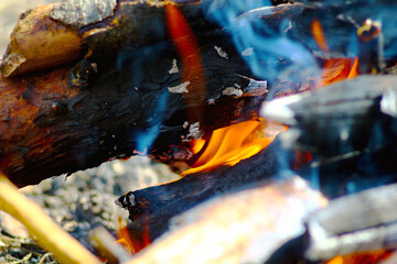 burning fire in a fireplace