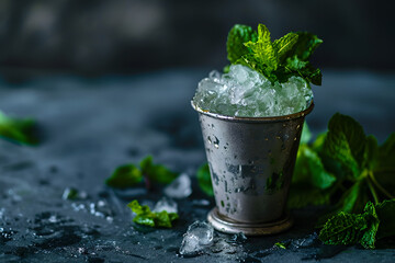 Mint Julep in Traditional Cup
 - obrazy, fototapety, plakaty