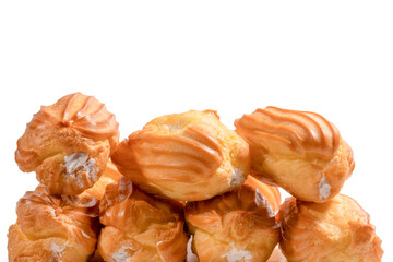Sweet eclairs isolated on a white background.