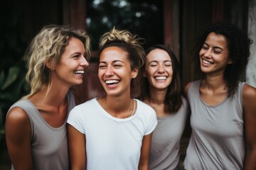 Fototapeta premium Portrait of smiling group of female yoga instructors