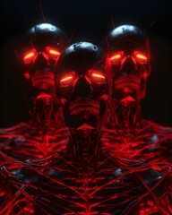 skeletons with red lights