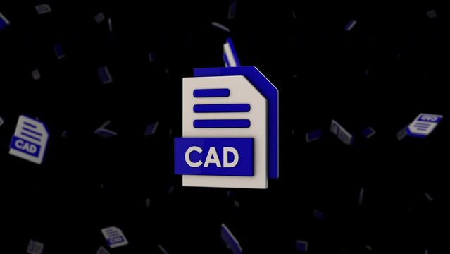 File Format 3D Icon - CAD - 3d animation model on a black background