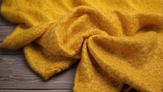 top view yellow woolen cloth