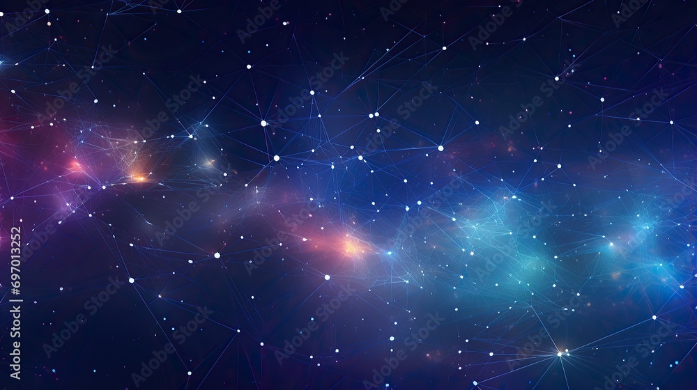 Poster online social network, background 3d illustration. lines and dots connection technology background, 