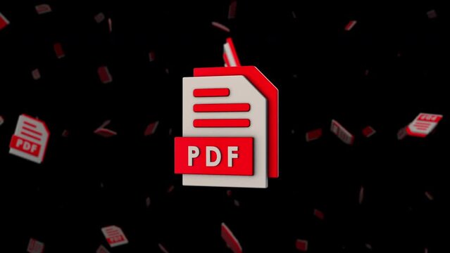 File Format 3D Icon - PDF - 3d animation model on a black background