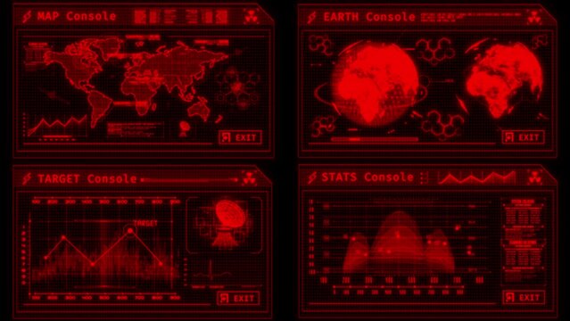 Red Hacker Console Tech HUDs - Loop Overlay Graphic Element