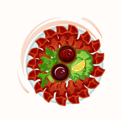 Raw meatballs vector illustration (cig kofte) isolated on a white background. Traditional Turkish cuisine delicacies.