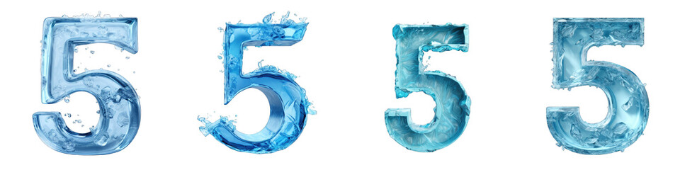 Ice style frozen Number, logotype, Number 5 , Five isolated on a transparent background