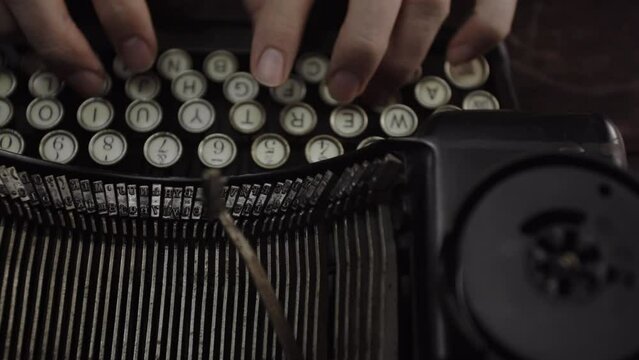 Top Down View of Typing on a Typewriter