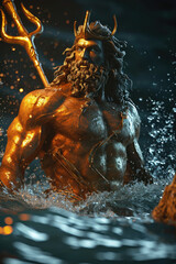 Poseidon - Greek god in a half-body shot with a background reflecting his domain or personality Gen AI