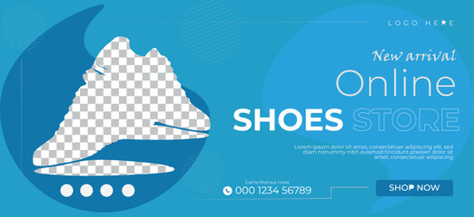 Online shoe store vector billboard template design 