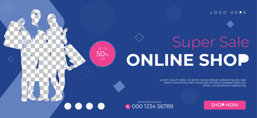 Online shopping center vector billboard template design 