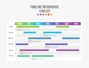 Horizontal timeline template, Timeline infographic. Weekly timeline infographic. - obrazy, fototapety, plakaty