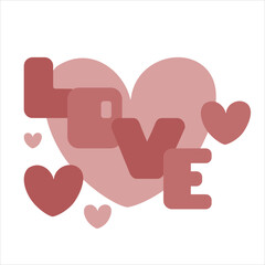 Color vector illustration on a love theme with hearts and letters.
