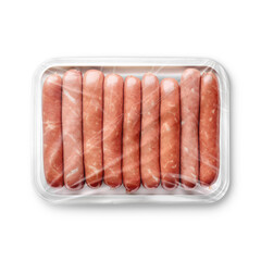 an image of a white plastic tray sausage isolated on a white background