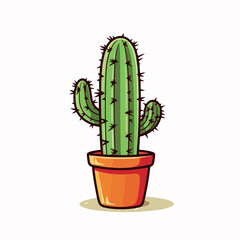 Cactus flat vector illustration. Cactus cartoon hand drawing isolated vector illustration.