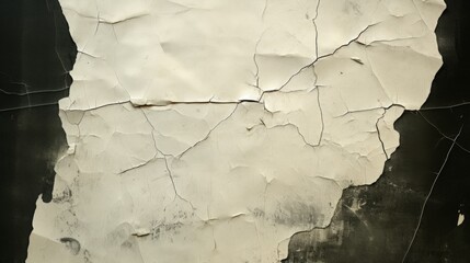 Rough texture in the style of crumpled and torn paper. Black and white grunge background.